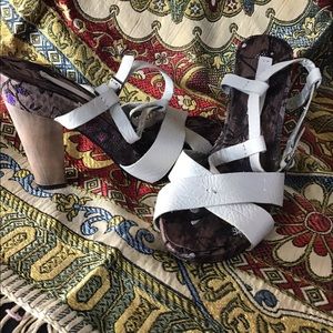Nine West leather straps high heel sandals
